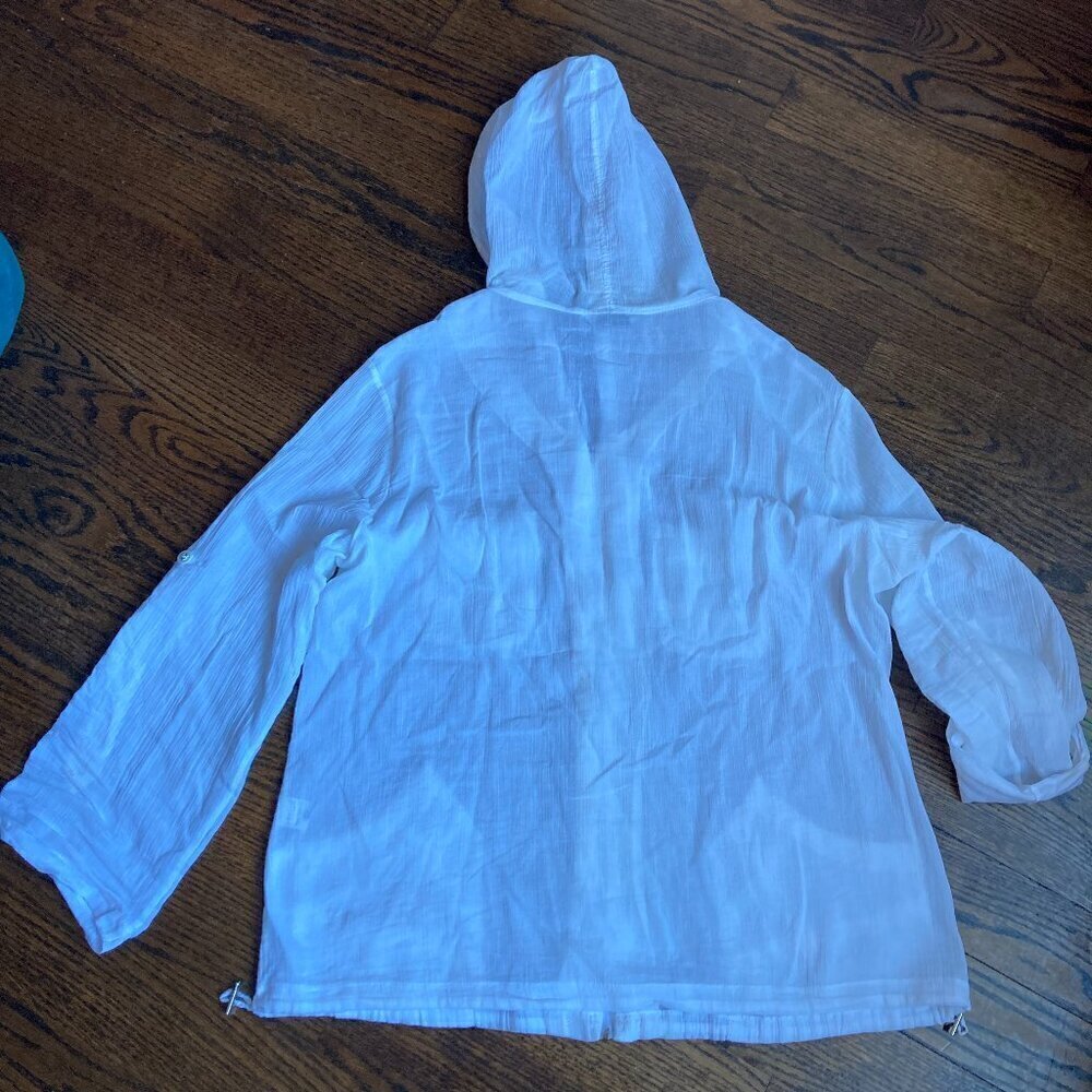 NAKISH BOHEMIAN BEACHY HOODIE JACKET SHEER/WHITE - SIZE Large- - Picture 10 of 15